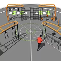 Outdoor Sports Equipment Orange Frame Multi Station Circular Ground Training Setup For Fitness