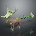 Enchanted Fantasy Deer Like Creature With Plant Antlers Leafy Tail And Bark Texture