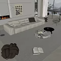 Modern sofa coffee table combination 3d model
