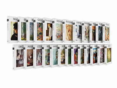 Various Art Books With Colorful Painting Cover Designs Arranged Neatly In Collection 3d model
