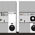 White Modern Bathroom Cabinet with Washing Machine and Storage Space for Toiletries