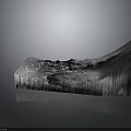 Detailed 3D Topographic Terrain Model With Rugged Mountainous Features And Curved Surface