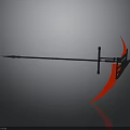 Black and Red Sickle Weapon with Long Handle Shiny Blade Modern Design