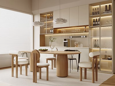 Modern Cream Home Restaurant 3d model