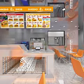 Hamburger Dreams Fast Casual Restaurant With Freshly Baked Hamburgers And Orange Seating