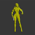 3D Character With Purple Hair Red Jacket Blue Pants Gun And Green Arm Accessory