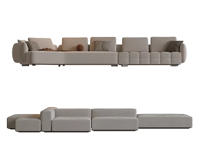 Modern Light Gray Modular Sectional Sofa With Plush Cushions And Multiple Modules 3d model