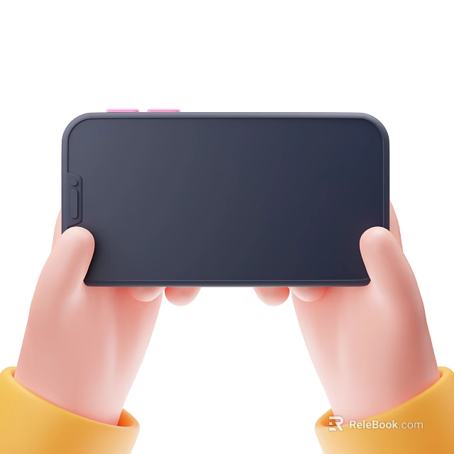 Two Hands Holding Modern Black Smartphone With Back Pink Section Detail 3d model 