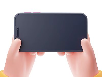 Two Hands Holding Modern Black Smartphone With Back Pink Section Detail 3d model