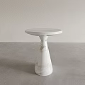 Modern Round Side Table With White Marble Top And Conical Base Design 3d model