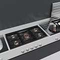 Stainless Steel Gas Stove Kitchen Appliance With Multiple Burners And Control Knobs 3d model