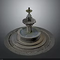 Decorative Stone Fountain With Multi Tiered Structure And Circular Base Water Basin