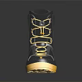 Black And Yellow High Top Snowboard Boots With Yellow Laces And Durable Sole