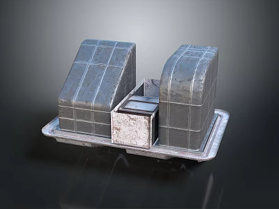 Metal Storage Containers With Two Rectangular Boxes And Central Block On Tray For Home Use 3d model