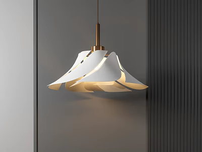 Modern White Petal Shaped Pendant Light With Gold Base And Warm Glow 3d model