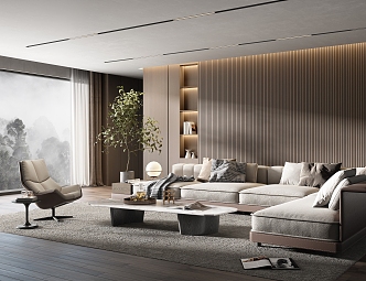 Modern Minotti living room 3d model