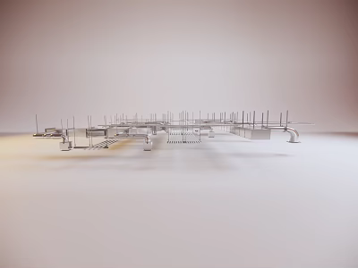 Modern Ceiling Structure With Metal Frame Supports And Beams For Construction Design 3d model