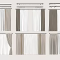 Multiple Window Curtain Designs Featuring Hanging Styles And Color Variations 3d model