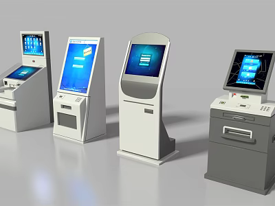 Public Facilities Self Service Interactive Kiosks With Digital Screens And Various Designs 3d model