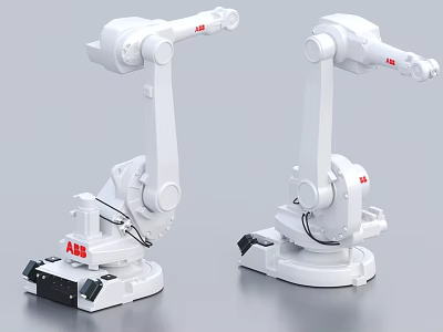 Two White Intelligent ABB Industrial Robotic Arms High Precision Automation Machinery 3d model