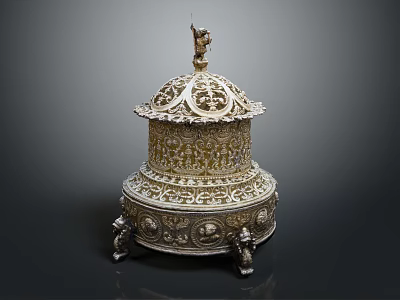 Vintage Style Decorative Ornament Set With Intricate Carvings Top Ornament And Claw Foot Base 3d model