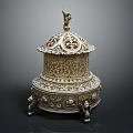 Vintage Style Decorative Ornament Set With Intricate Carvings Top Ornament And Claw Foot Base