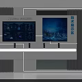 Huawei Technology Modern Showcase Shelf with Tech Display Screen and Data Charts