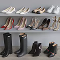Various Women's Shoes Collection With High Heels Sneakers And Boots On Shelves