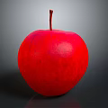 Fresh Red Apple with Stem Shiny Juicy Fruit on Gray Background