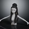 White Mannequin With Long Black Braided Hair And Extended Arms