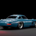 Blue Classic Mercedes Benz Sports Car With Shiny Exterior And Vintage Design Features