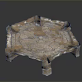 Hexagonal Decorative Furniture Tray With Carved Patterns Wavy Edges And Pillar Supports