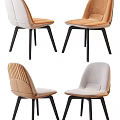 Modern Dining Chairs In Neutral Tones With Ribbed Backrest And Black Legs