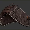 Brown Leather Baseball Glove With Stitched Details For Sports Activities