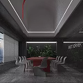 Modern Conference Room Interior With Red Table White Chairs Large Screen And City View