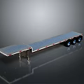 Modern Silver Flatbed Trailer With Long Flat Surface And Multiple Wheels