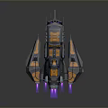 Futuristic Sci Fi Spaceship With Purple Thrusters And Orange Black Design