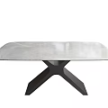 Modern Dining Table With Smooth Gray Tabletop And X Shaped Black Base 3d model