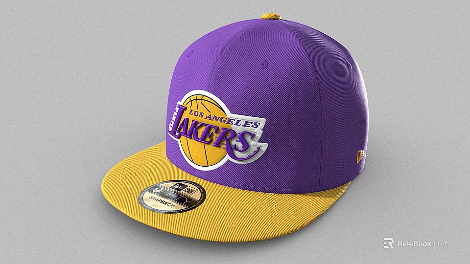Los Angeles Lakers Purple Yellow Baseball Cap With Team Logo And New Era Brand 3d model 