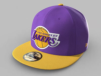 Los Angeles Lakers Purple Yellow Baseball Cap With Team Logo And New Era Brand 3d model