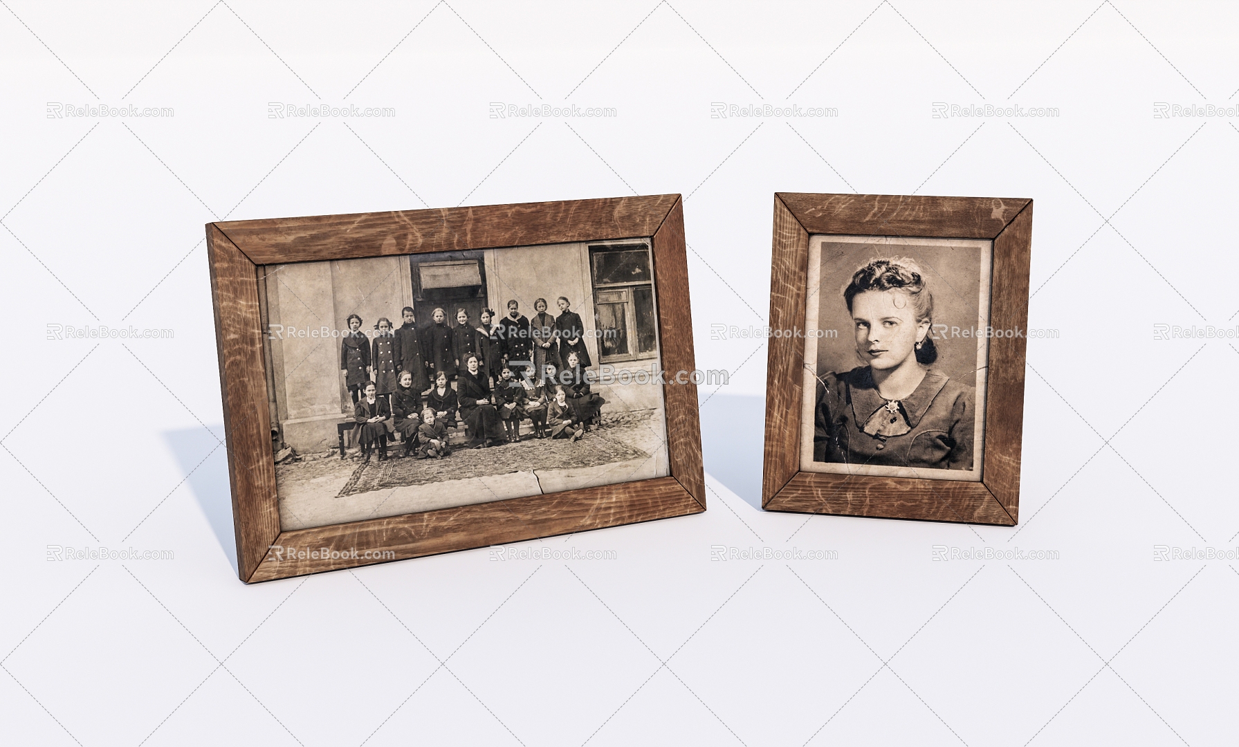 Vintage Photo Frame Old Wooden Photo Frame Old Photo 3d model