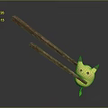 Cute Pikachu Character Holding Wooden Chopsticks In 3D Rendering Artwork