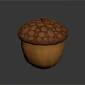 Realistic Acorn 3D Rendering With Orange Base And Brown Spotted Cap 3d model