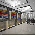 Bright Modern Liquor and Tobacco Store Interior With Display Cabinets Product Shelves And Ceiling Design