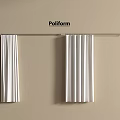 Poliform White Pleated Curtains Hanging On Beige Wall With Curtain Rod