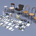 Public Facilities Seating Collection With Various Chairs Stools Cushions And Furniture Accessories