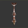 Game Movie Character Dragon 3D Model with Red and White Patterns Horns and Wings Design