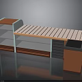 Functional Retail Storage Counter With Multiple Shelves Drawers And Colorful Design