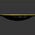 Decorative Round Shield Weapon Featuring Gold Purple Yellow Floral Patterns Ornate Border And Central Design