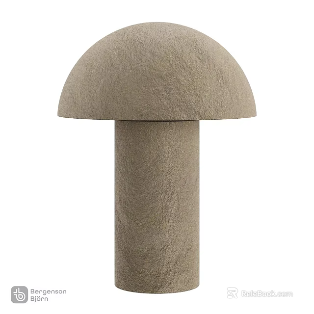 Modern Mushroom Shaped Light Brown Fabric Table Lamp for Home Decor 3d model 